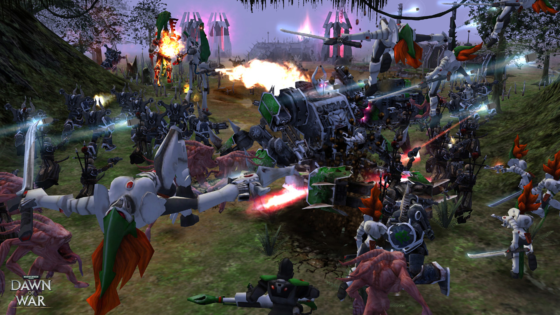 A chaotic melee combat situation.